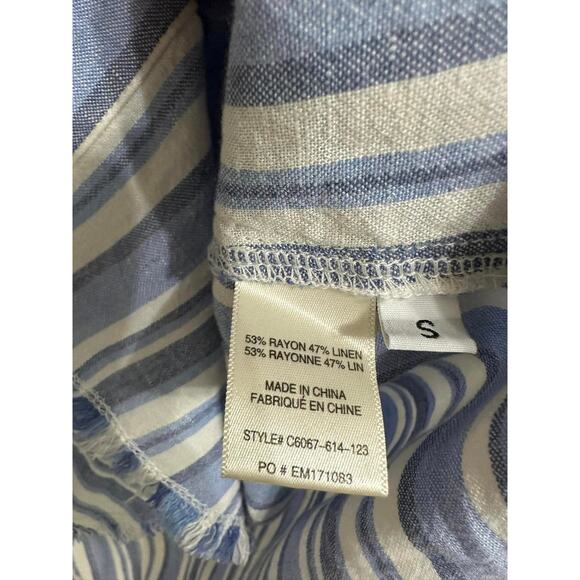 CLOTH & STONE women's blue white linen blend gauze button down shirt dress S - Picture 6 of 6
